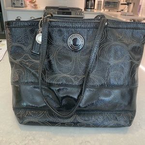 Coach patent leather bucket handbag